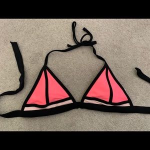 Pink/Orange Color Block Triangle Bikini Top